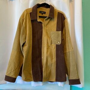 Teddy Fresh Corduroy Patchwork Shirt Jacket in Brown & Tan size XL